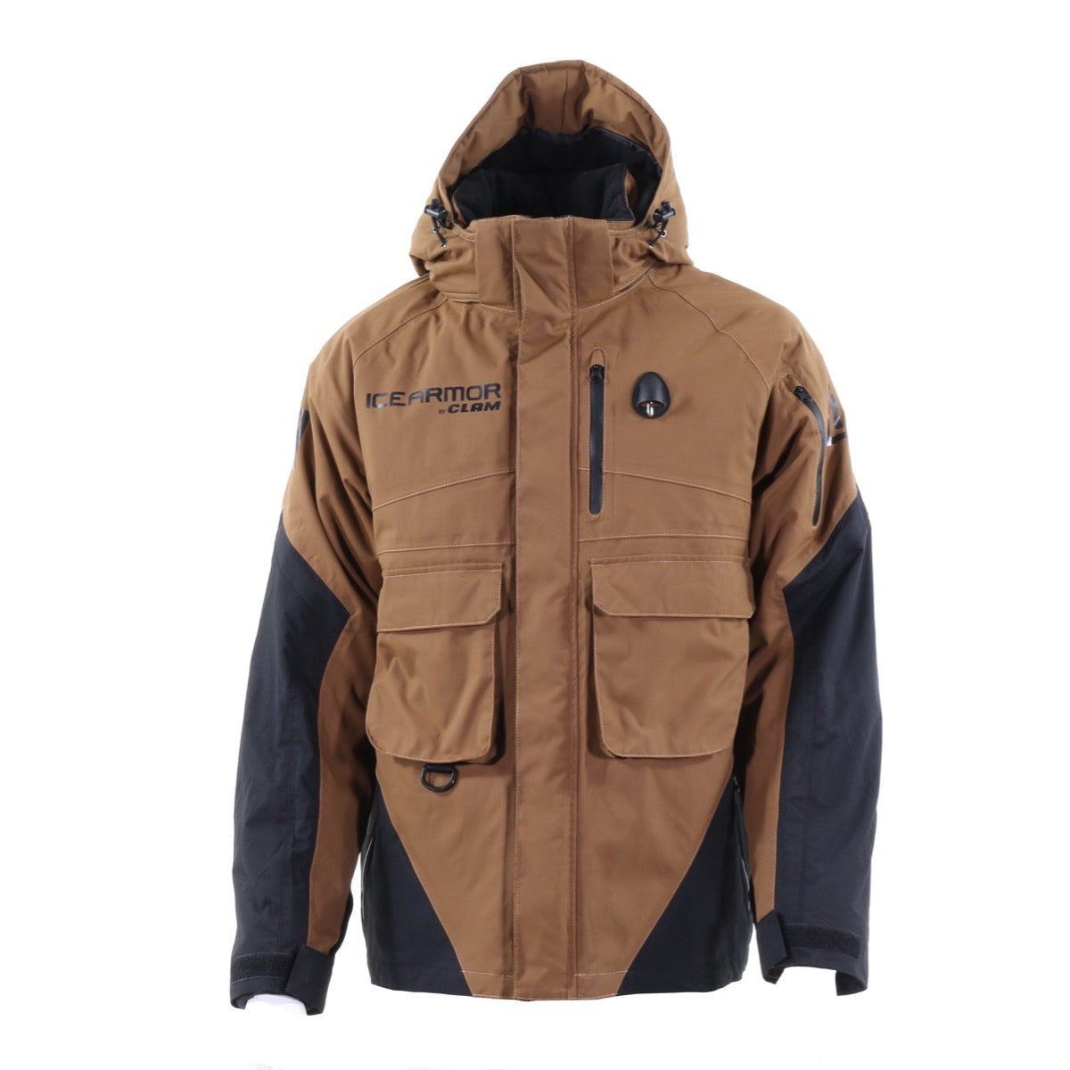 Clam IceArmor Ascent float parka brown and black