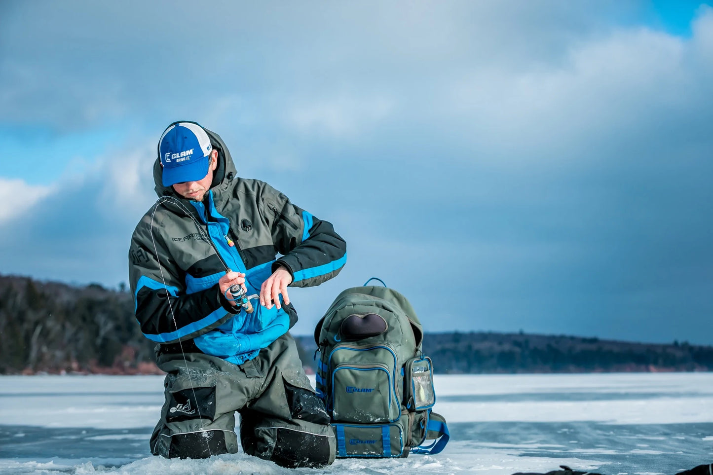 Clam ice fishing shop backpack