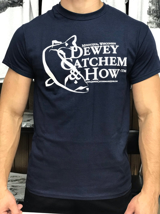 Dewey Catchem and How Logo T-shirt Navy Blue